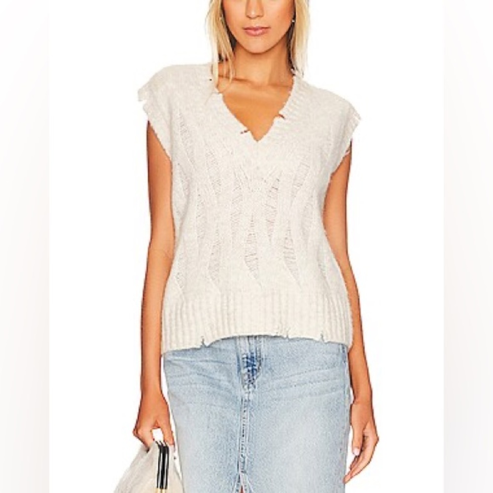 NWT Pistola Jayden Relaxed Sweater Vest in Ecru Open Knit